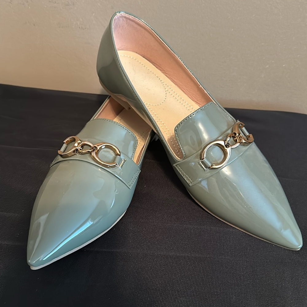 Patent Finish Flats with Gold Detail